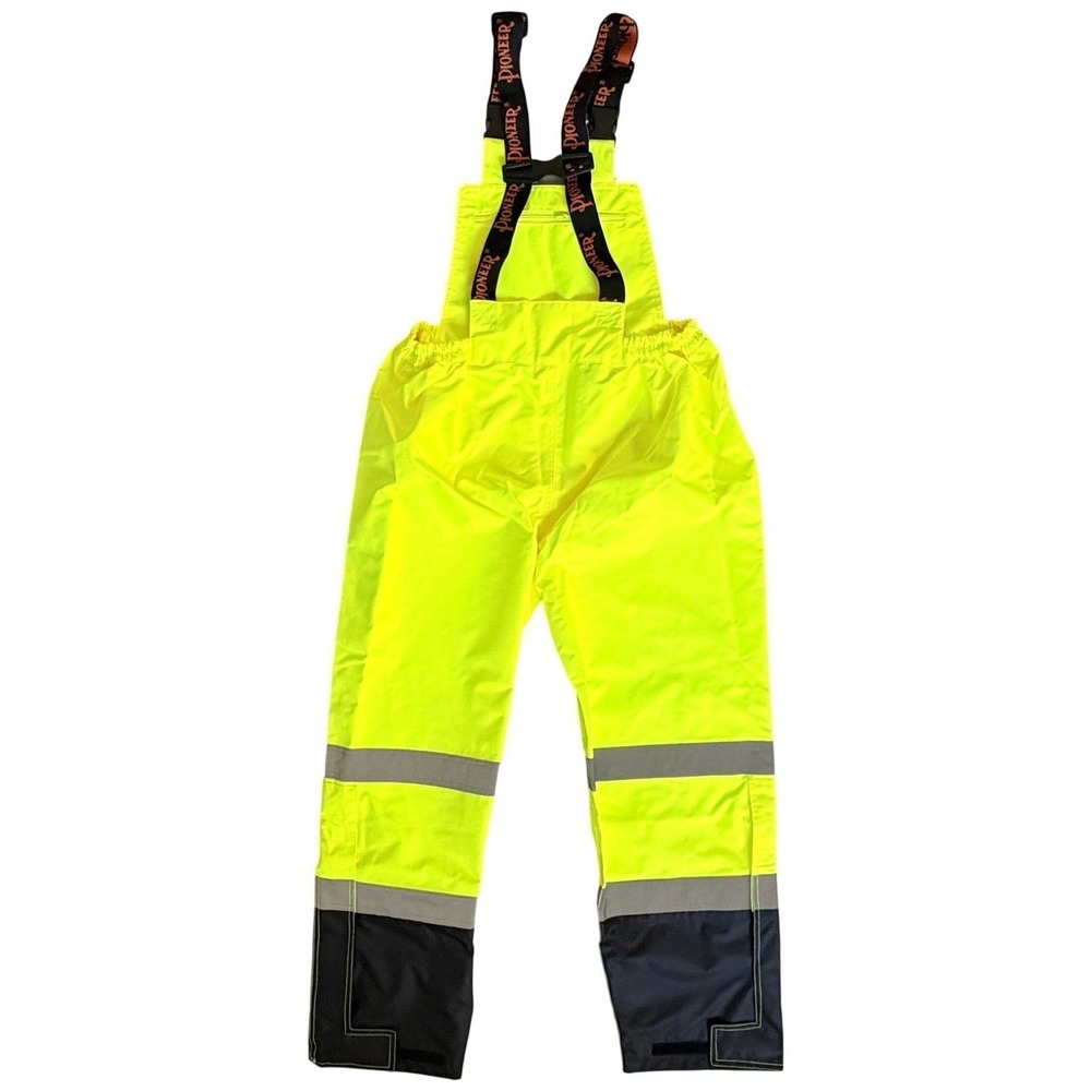 Pioneer Men's XL‎ Yellow Hi-Vis Safety Bib Pant 5405AU 300D Ripstop Waterproof - Picture 2 of 16